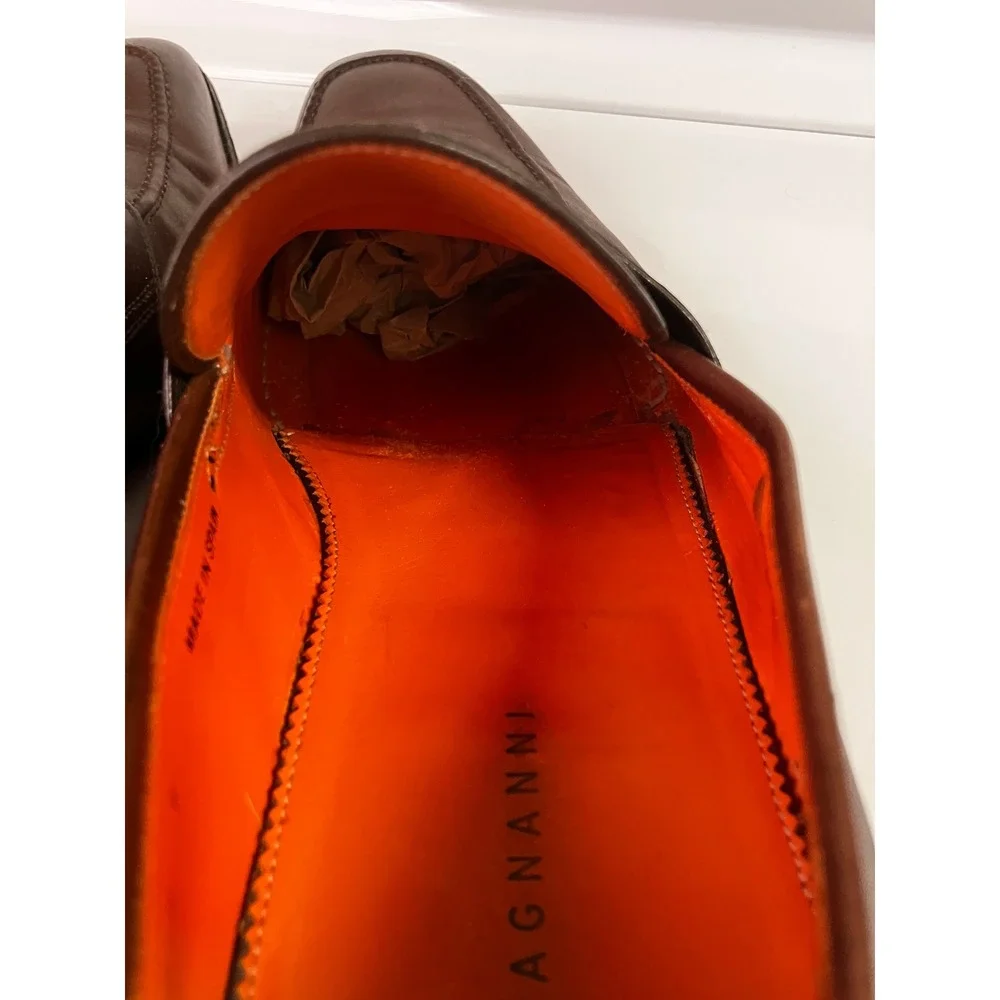 Magnanni Mens Brown Leather Penny Loafers Made in Spain Dress Shoes 9968 Size 9M